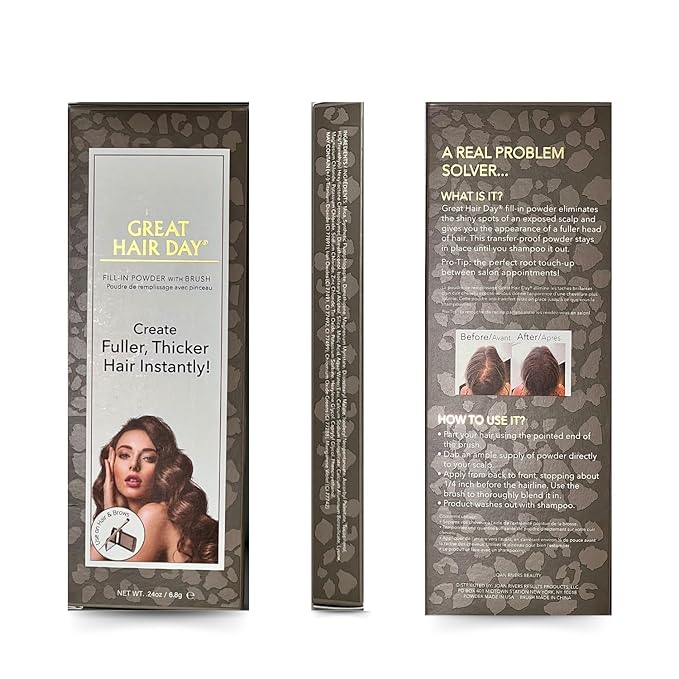 Joan Rivers Great Hair Day Root Touch Up Powder – Fill-in Powder for Thicker, Fuller Looking Hair (Red)