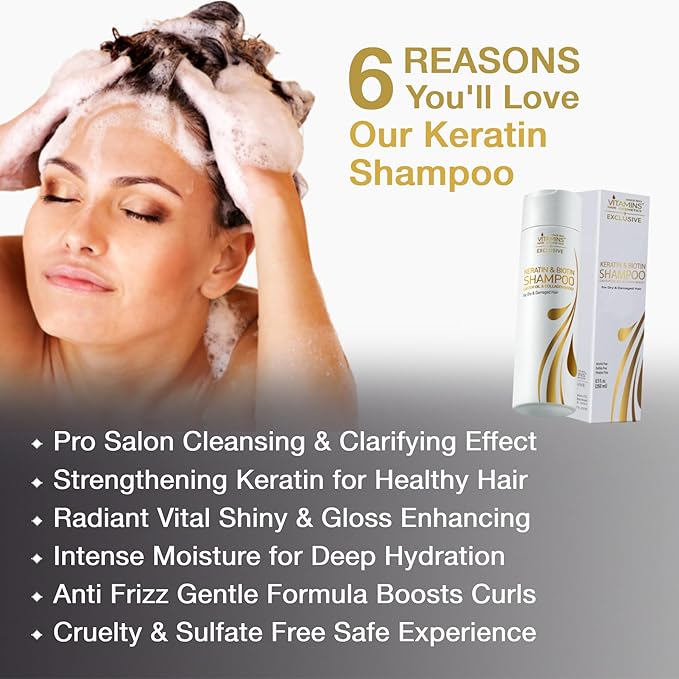 VITAMINS hair cosmetics Hair Care Kit - Hydrating, Ph Balancing, Damaged Hair Solution with Keratin, Moroccan Argan Oil - Ultra Recovery for Color Treated, Dry, Frizzy Hair - Paraben Sulfate Free