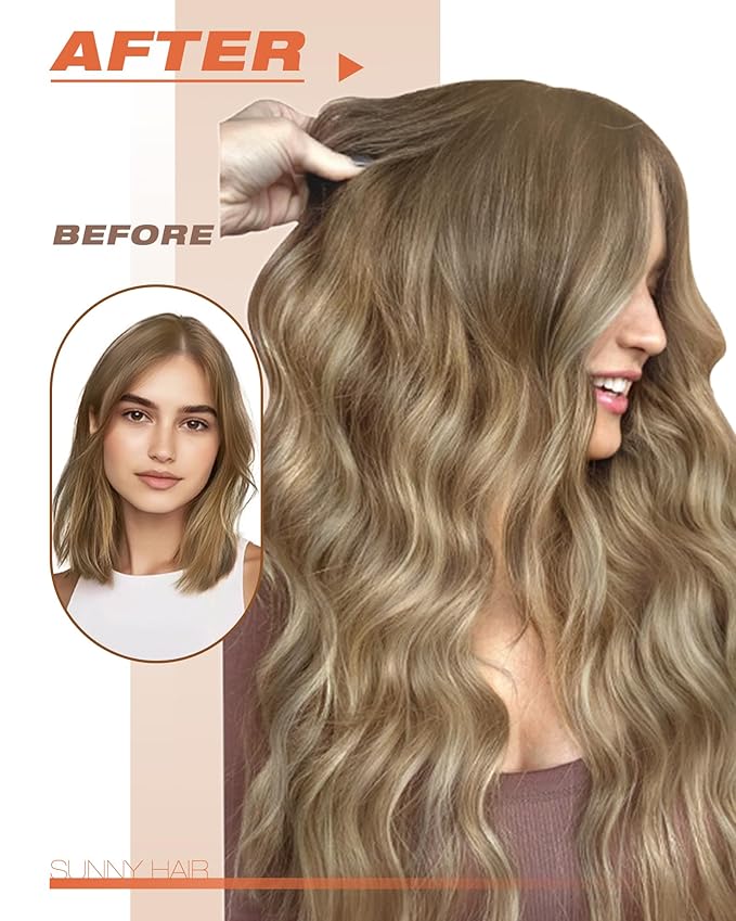 Sunny Hair Tape in Hair Extensions Human Hair, Human Hair Tape in Extensions Light Brown Balayage Blonde Hair Extensions Real Human Hair Tape in 22Inch 50g