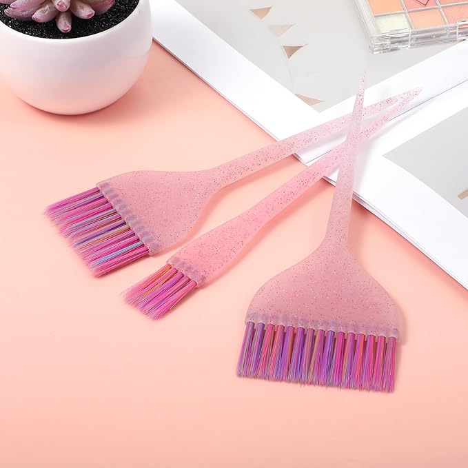 3Pcs Hair Color Brush, Hair Dye Brushes, Glitter Hairs Dye Brush Set Hairs Color Remover, Applicator Brushs for Women Men Salon Use Home DIY Dyeing