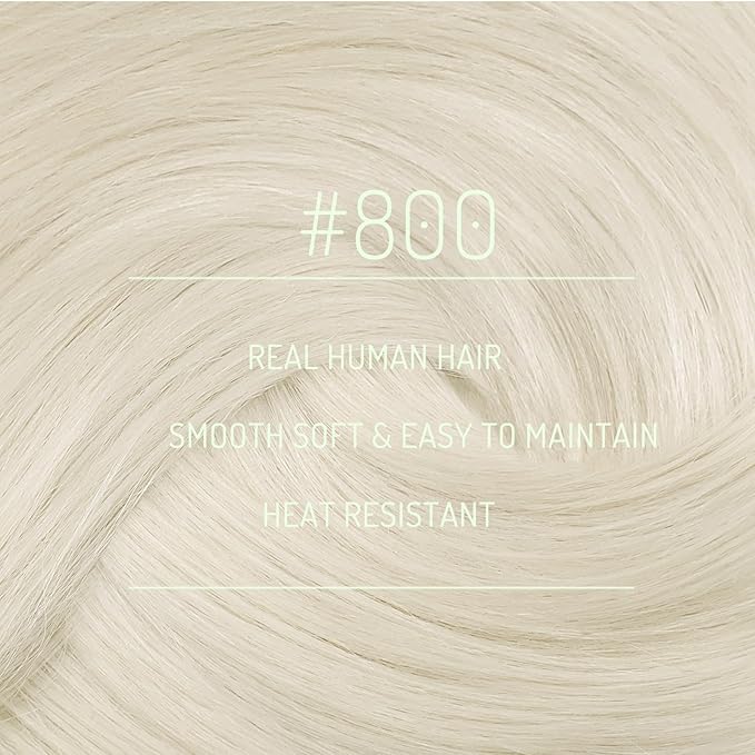 RUNATURE Clip in Hair Extensions Real Human Hair, Real Hair Extensions Clip in Human Hair for Women, Blonde Remy Natural Hair, 22 Inch 120g 7pcs, #800 Platinum Blonde
