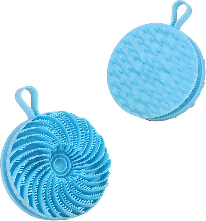 Larger Silicone Body Scrubber&Scalp Massager Hair Growth (Blue)