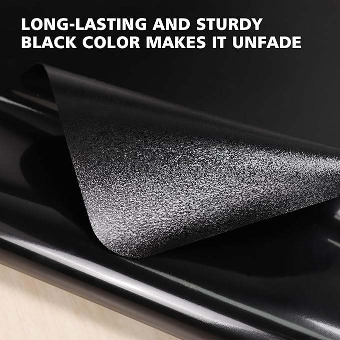 Vinyl Floor Mat for Home, Black Waterproof Area Mat for Under Dining Room Table, Sturdy Plastic Rug Protector for Kitchen, Living Room, Yard, Garage, Large Baby Play Mat (8'×12')