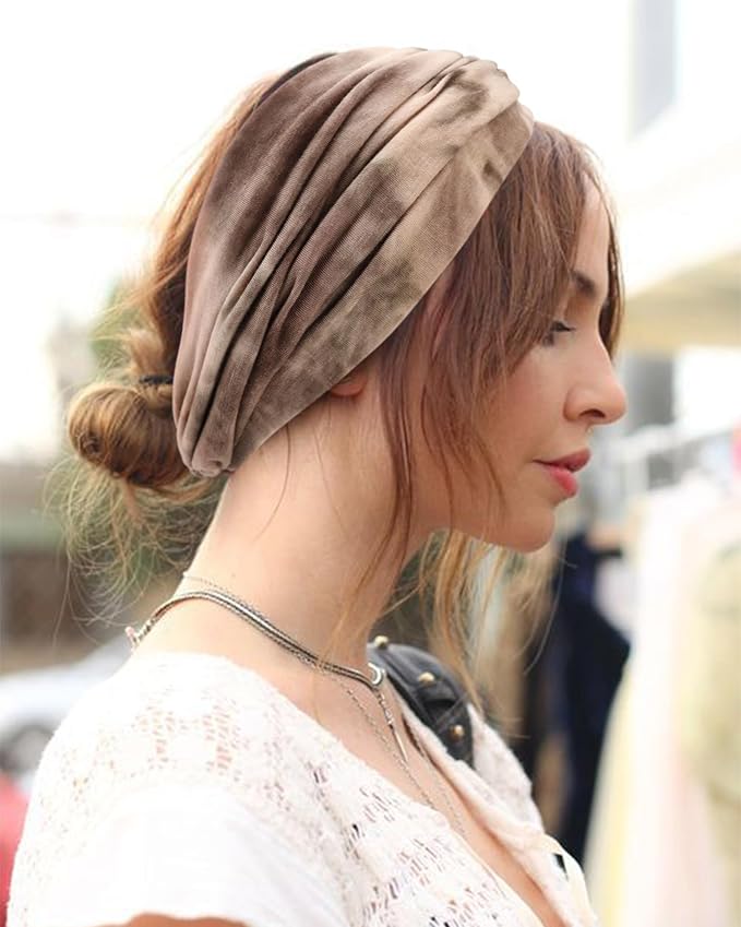 Extra Wide Headbands for Women Large Turban Headband Non Slip Boho Elastic Hairband Hair Twisted Knot Head Bands Accessories