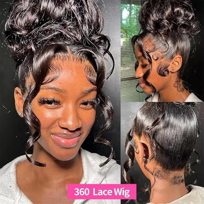 Hidden Strap Invisi Strap Straight 360 Glueless Wigs Human Hair Pre Plucked Pre Bleached Brazilian Virgin Wig With Drawstring 250 Density HD Full Lace Front Wigs Human Hair 26 Inch