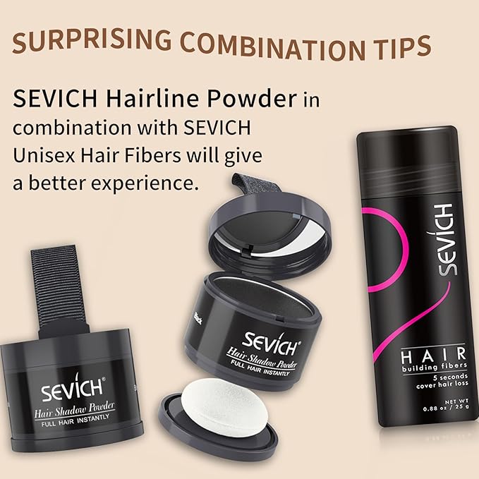SEVICH Hairline Powder - Instantly Cover Grey Hair and Thinning Hairline, Eyebrows & Beard Line Touch Up, Windproof & Sweatproof, Auburn