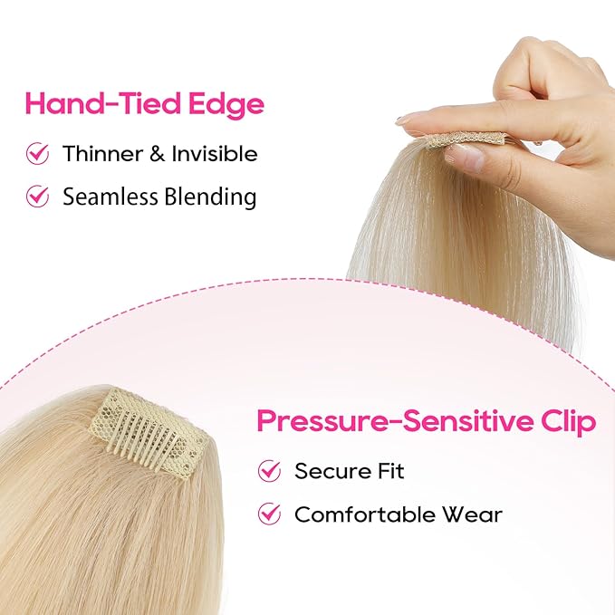 REECHO Clip in Hair Volumizer, 2PCS 6 inch Short Thick Clip in Hairpieces Adding Extra Volume Hair Extensions for Women (Natural Blonde)