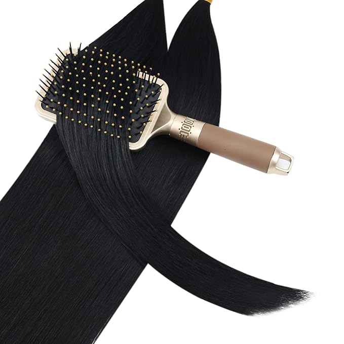 YoungSee U Tip Hair Extensions Black 24 Inch Utip Hair Extensions Human Hair Jet Black U Tips Hair Extension Real Human Hair Keratin Fusion Hair Extension for Long Hair 1g/s 50 Strands