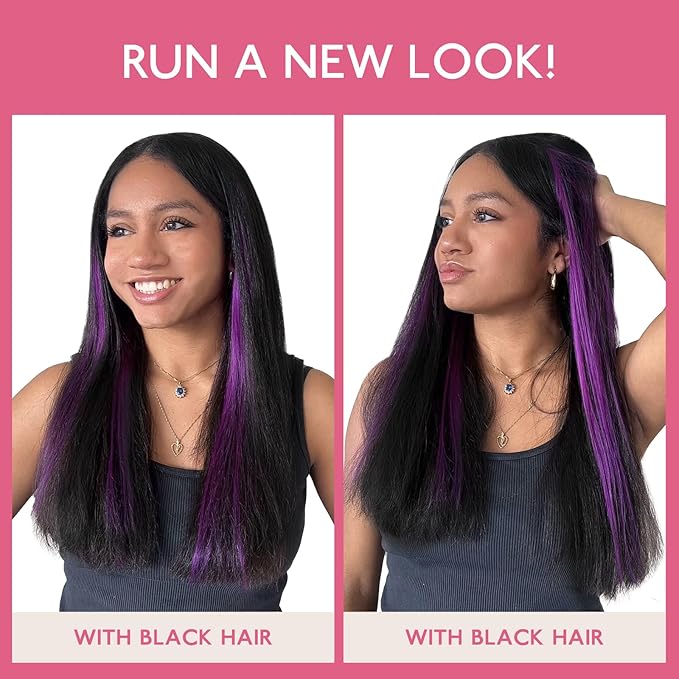 WENNALIFE Tape in Hair Extensions Human Hair Purple Tape in Extensions, 10pcs 25g 16 inch Remy Invisible Tape Ins Straight Colored Soft Real Human Hair Tape in Extensions Refill Set Extensions