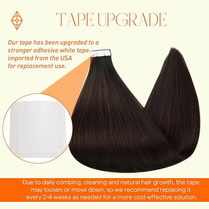 Full Shine Tape in Hair Extensions Human Hair Color 2 Dark Brown Tape in Extensions Real Human Hair 26 Inch Soft Remy Invisible Straight Skin Weft for Women 100 Gram 40PCS Add Volume