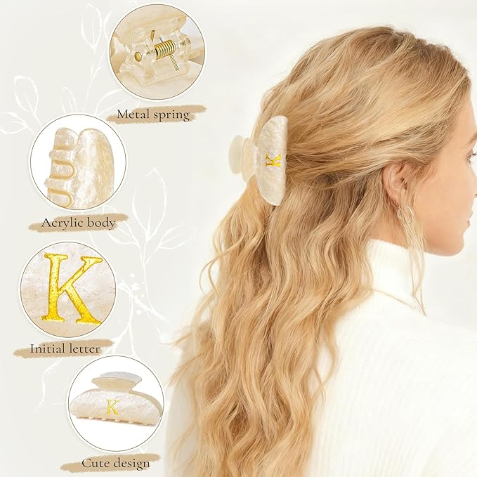 Christmas Gifts for Teenage Girls Birthday Gift for Girls Cute Hair Clips Initial Claw Teacher Gifts for 3 4 5 6 7 8 9 10 11 12 13 Year Old Girl Christmas Gift for Women - Gold,S