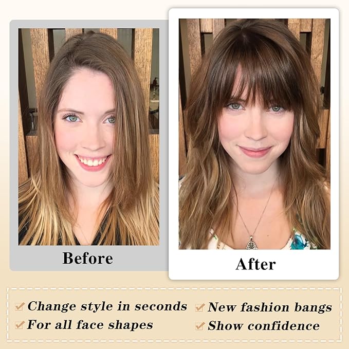NAYOO Bangs Hair Clip- Darkest Brown Fake Bangs 100% Real Human Hair Extensions Wispy Bangs for Women Fringe with Temples Hairpieces Curved Bangs for Daily Wear (2# darkest brown, Wispy Bangs)
