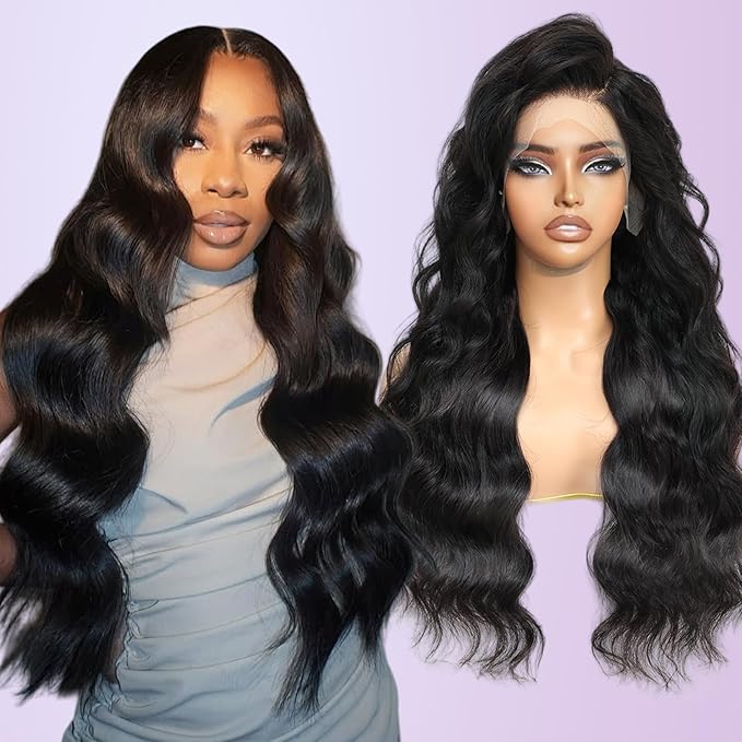 210% Density 13x6 Full Lace Frontal Wigs Human Hair 12A Body Wave Brazilian Virgin Human Hair Pre Plucked HD Transparent Lace Glueless Wigs Human Hair with Baby Hair 22 Inch