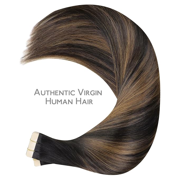 WENNALIFE Tape in Hair Extensions Human Hair, 40pcs 100g 14 inch Balayage Natural Black to Chestnut Brown Hair Extensions Real Human Hair Straight Tape in Extensions Invisible Human Hair Extensions