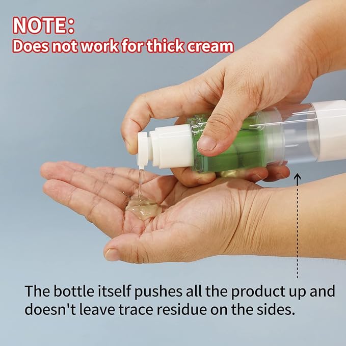 LONGWAY 3.4 Oz 100ml Clear Airless Cosmetic Cream Pump Bottle Travel Size Dispenser Refillable Containers/Foundation Travel Pump Bottle for Shampoo (Pack of 6)