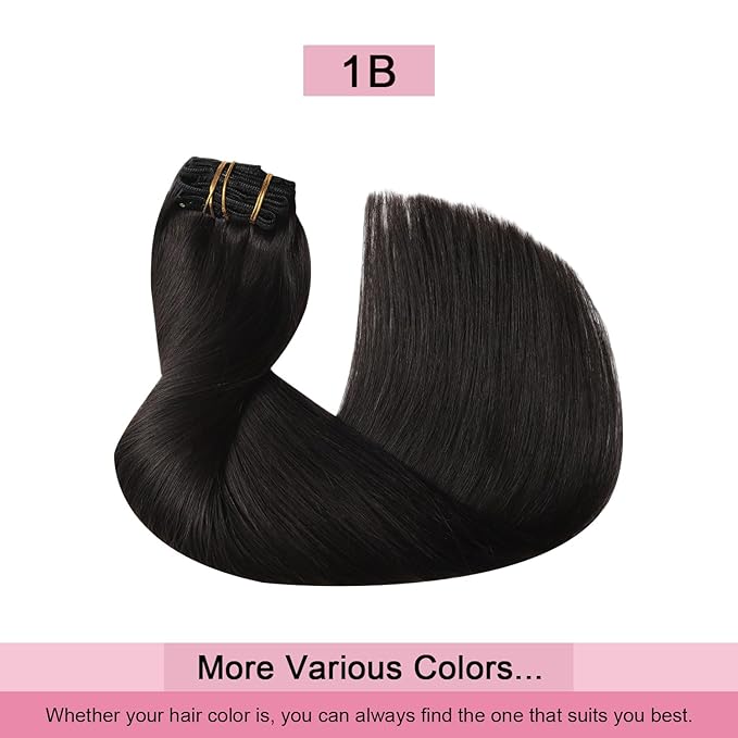 Pro2.0 Clip in Hair Extensions Real Human Hair 22inch 7pcs #1B Natural Black Remy Real Hair Extensions Clip in Human Hair 120g Thick Double Weft（#1B-22inch）