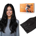 DOORES Clip in Human Hair Extensions Natural Black 120g 20 Inch 7pcs Straight Remy Hair Extensions Clip in Real Weft