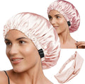 Hair Bonnets 3Pcs Satin Bonnet For Sleeping Silky Bonnets Womens Silk Bonnet Night Caps Curly Hair Sleep Cap For Women