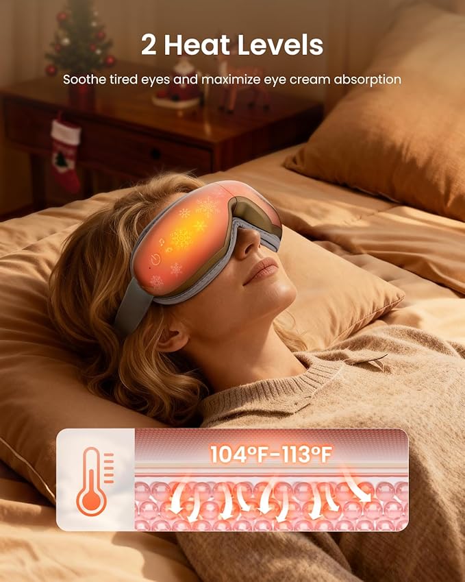 RENPHO Christmas Limited Edition Eye Massager with Heat, White Elephant Christmas Birthday Gifts for Women Men Mom Her, Eye Mask for Migraine, Sleep Mask for Dry Eyes Relax Eyeris 1 Snowflake Golden