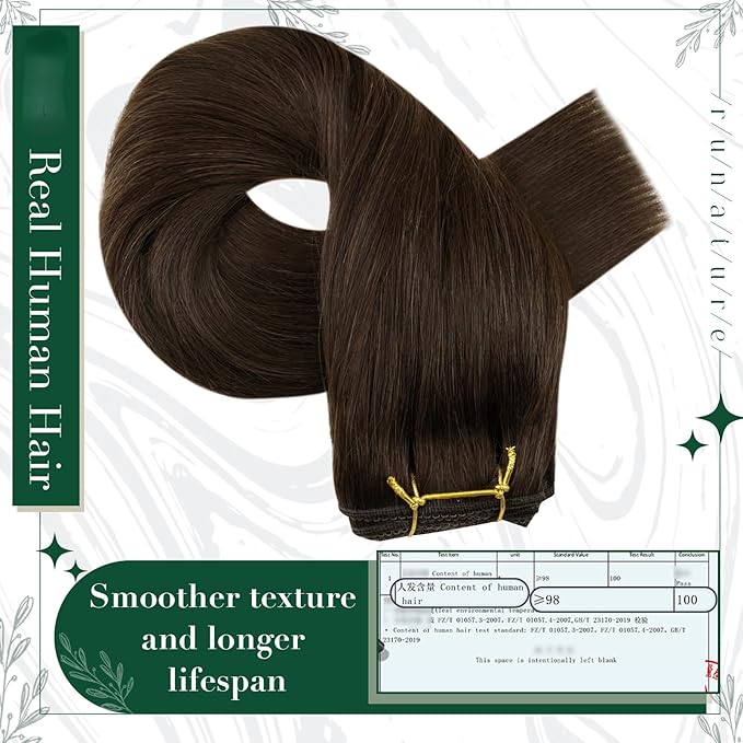 RUNATURE Brown Clip in Hair Extensions, Real Human Hair Clip in Extensions, Short Hair Extensions Clip Ins 10 Inch, Double Weft Remy Natural Hair, Tangle Free, 50g 3pcs #2 Dark Brown