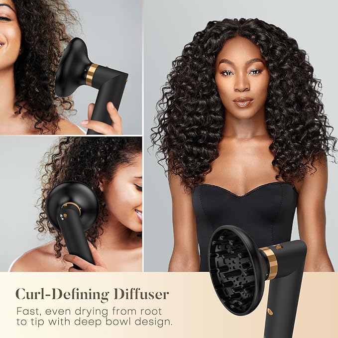 Air Styler 5 in 1, Hair Dryer Brush & Multi-Styler with 110,000 RPM High-Speed Powerful Motor, Auto-Wrap Curler, Cushion Massager, Oval Brush, Diffuser, Nozzle Attachment