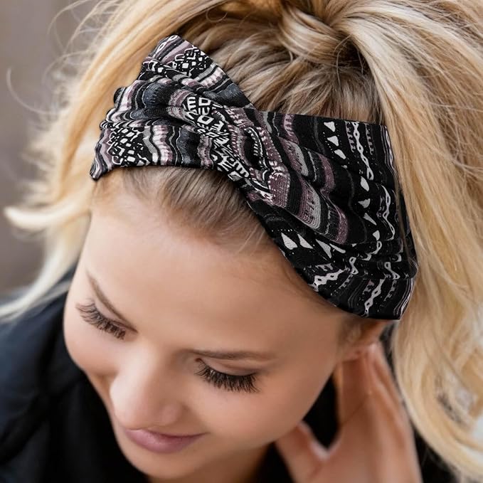 Extra Wide Headbands for Women Large Turban Headband Non Slip Boho Elastic Hairband Hair Twisted Knot Head Bands Accessories