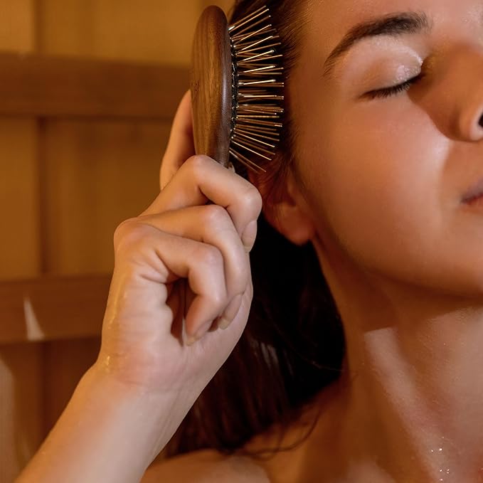 Gua Sha Hair & Scalp Brush: Infrared Walnut Edition