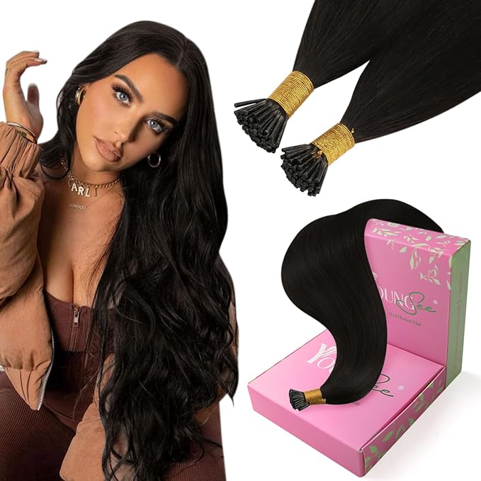 YoungSee I Tips Hair Extensions Human Hair Dark Brown Itip Hair Extensions Real Human Hair Brown Itip Hair Extension 18 Inch 60s 50g Pre Bonded Hair Extension for Everyday Wear