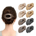 Upgraded 8 Pack French Flat Hair Clips for Women Girls, Matte Lay Flat Claw Clips, Large No-Slip Claw clips for Thick & Thin Hair, Strong Hold Styling Barrettes Accessories for Daily Styling(Neutral)