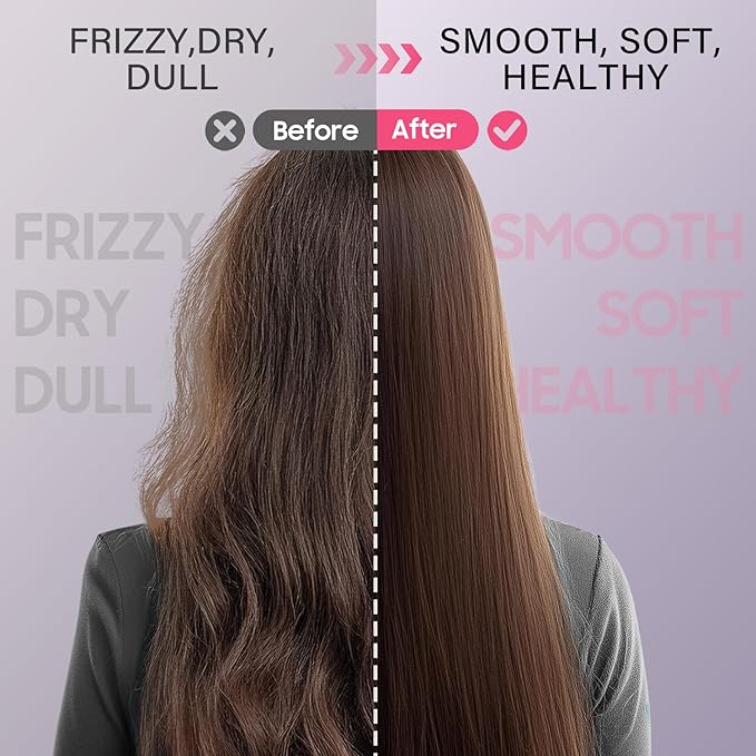 Hair Straightener Brush, Hair Straightening Iron with Built-in Comb, 4 Temp Settings & LED Display & Anti-Scald & Auto-Off Safety, Perfect for Fine, Soft Hair, Ideal Gift for Women