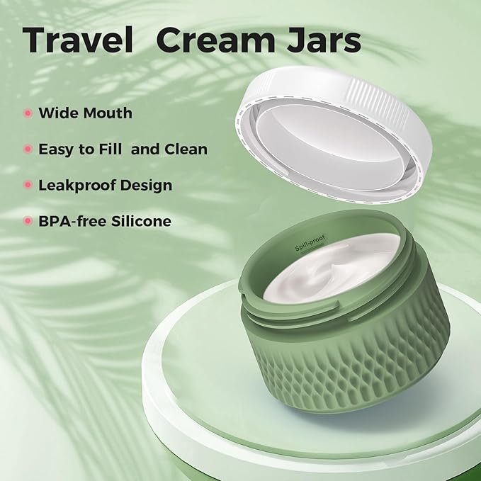 Silicone Cream Jars BPA Free, TSA Approved 1.3oz Travel Size Containers, Leak-proof Travel Essentials with Lid for Cosmetic Face Hand Body Cream