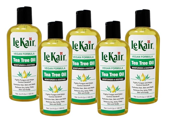 Tea Tree Oil Vegan Formula – Soothing Oil for Dry Scalp, Flaky Skin, Itchy Scalp & Nails – Fights Dandruff & Promotes Hydration – 3.4 fl oz (Pack of 5)