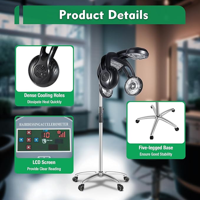 Hair Steamer Professional Hair Salon Steamer,40-70℃/104-158℉,Hair Steamer with Temperature and Time Adjustment (Black 1400w)