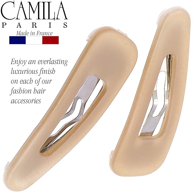 Camila Paris CP3056 French Hair Barrettes Clips, Snap Hair Slides Clic Clac for Women, Styling Girls Side Slide-in Metal Snap Pin Hair Accessories for Women. Strong Hold, No Slip Grip, Made in France