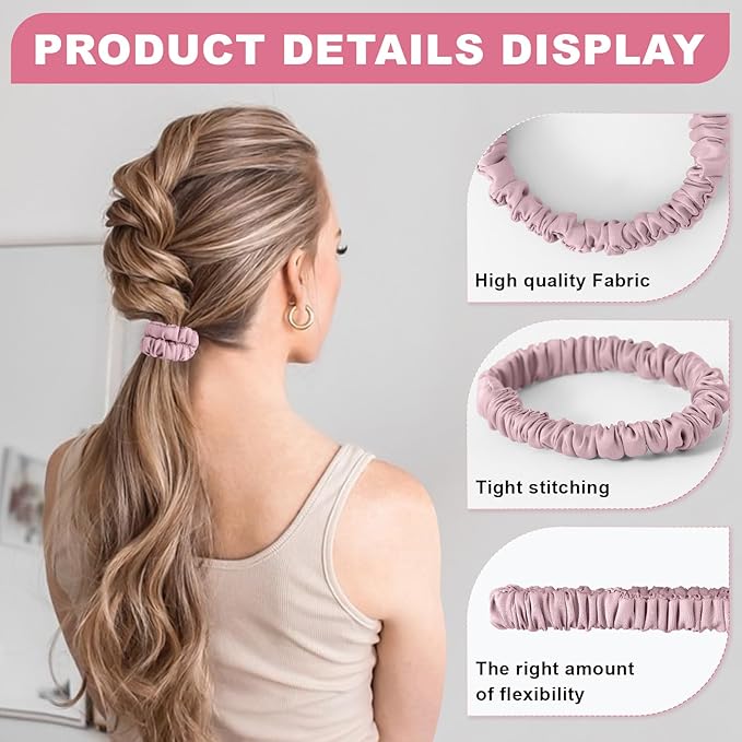 6Pcs Silk Hair Ties Small 22 Momme 100% Pure Mulberry Silk Scrunchies for Women Girls Thin Skinny Hair Sleep Scrunchies No Damage(Color 08)