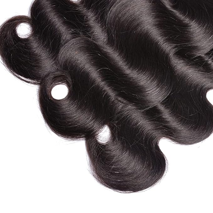 Natural Black Body Wave Human Hair Bundles Niegmeag Unprocessed Brazilian Virgin Remy Hair 3 Bundles 22 22 22 Inch Double Weft Soft and Silky Color 1B Body Wave Bundle Hair Weave