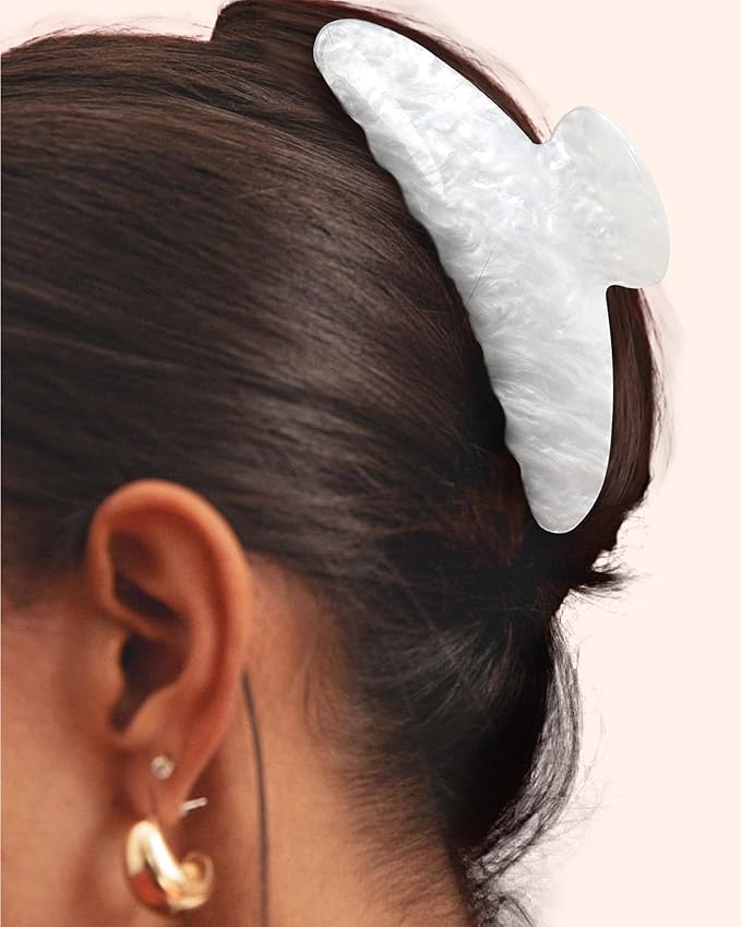 HAIMEIKANG Large Acetate 4 Inch Hair Claw Clip for Women - French Style Hair Claws for Thick Hair with Non-Slip Teeth, Hair Accessories for Updos, Buns & Ponytails