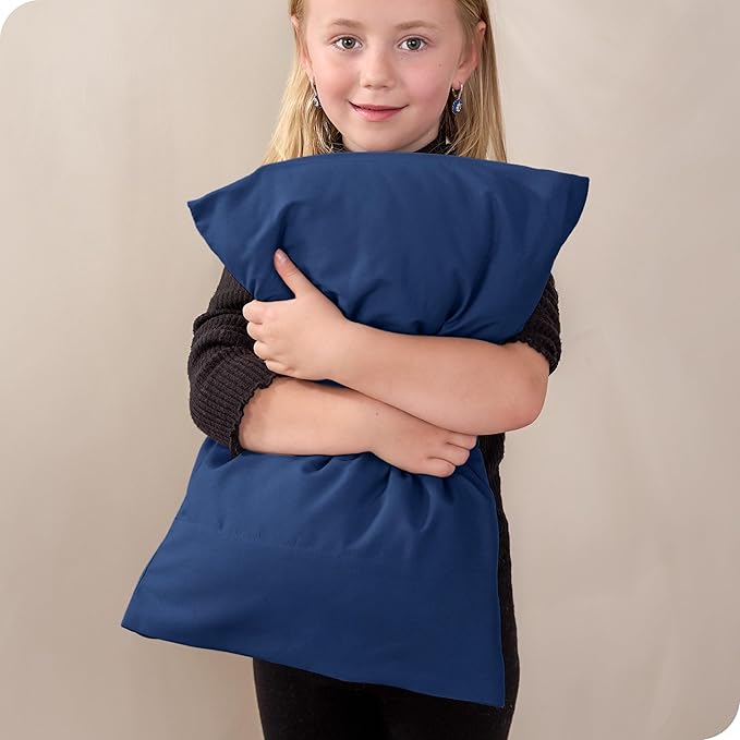 Bare Home Microfiber Pillow Cases - Toddler Size Set of 2 Cooling Pillowcases Double Brushed Dark Blue Pack Easy Care (Toddler Pillowcase 2, Dark Blue)