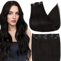 Full Shine Black 14 Inch Real Hair Clip in Extensions Human Hair Lace Weft Clip ins Hair Extension Natural Black Brazilian Silky Hair Clip in for Thin Hair 60 G 3 PCS