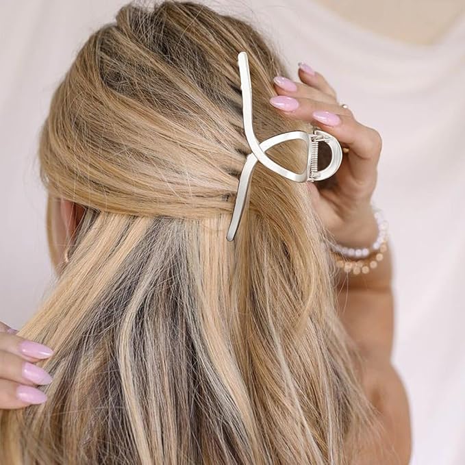 CAKURE Metal Claw Clips Gold Hair Clips Large Hair Claws for Thick Hair Accessories for Women (Pack of 2)