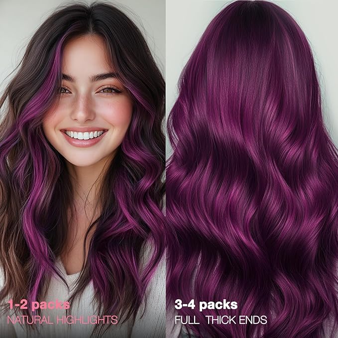 GOO GOO Tape in Hair Extensions Human Hair, Violet, 12inch 20g 10pcs, Colored Tape ins Human Hair Extensions, Silky&Soft Invisible Tape Ins, Hair Highlighted for Party