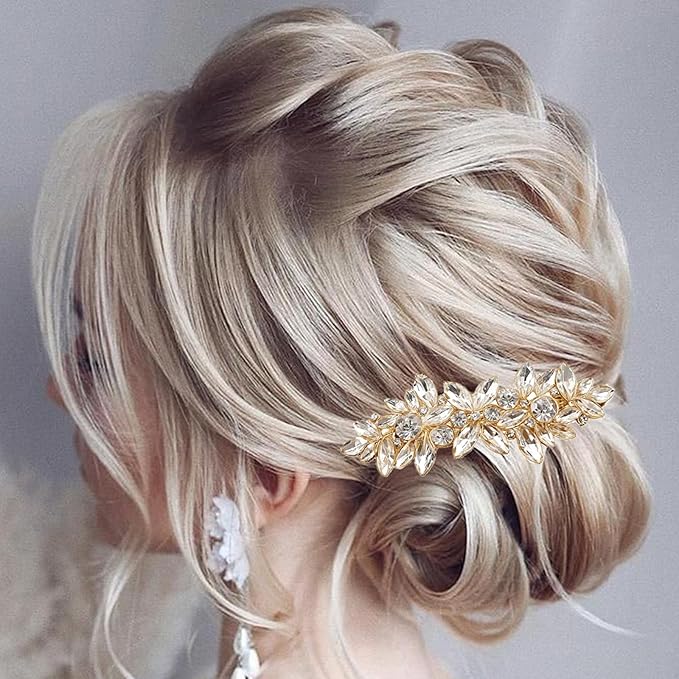 4pcs Rhinestone Gold Pearl Leaf Wedding Hair Clips Silver New Bride Bridesmaid Spring Clips