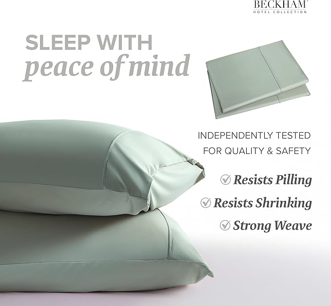 Beckham Hotel Collection Cooling Pillowcases for Hot Sleepers, Standard/Queen Size Set of 2, Cool Bedding, Envelope Closure, Silky Soft, Breathable, Moisture-Wicking, Aqua Gray