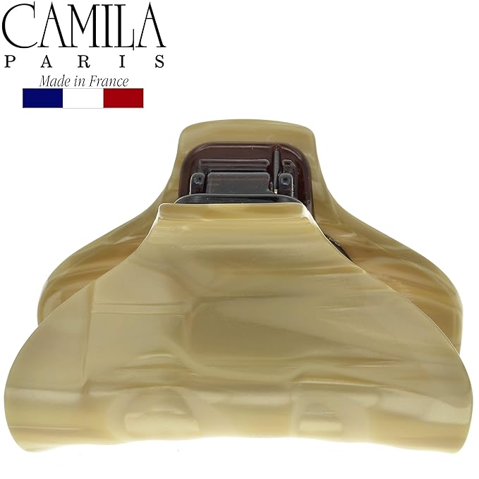 Camila Paris CP2125 French Hair Clip for Women for Long Curly Wavy Hair, Beige, Girls Hair Claw Clips Jaw Fashion Styling Hair Accessories for Women, Strong Hold No Slip Grip, Made in France