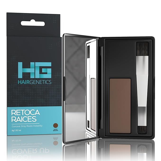 Hair Genetics Root Cover Up Hide Your Grey Hairs Roots NEW Mineral Powder Technology Natural looking Results in Seconds Root Touch Up Powder (Dark Brown)