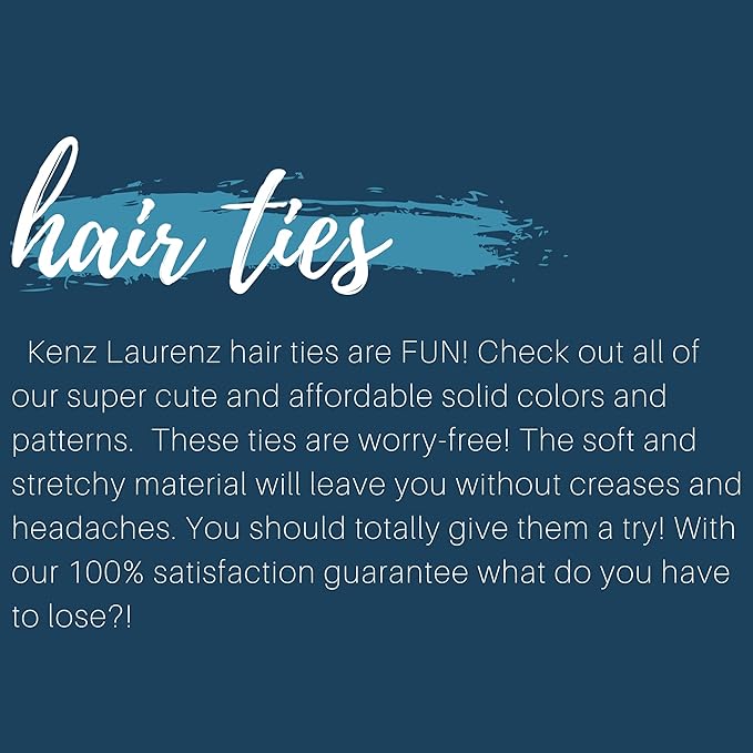 Kenz Laurenz Hair Ties 20 Elastics Ponytail Holder Set No Crease Ribbon Bands (Green)