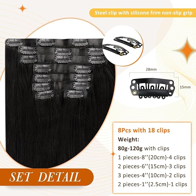 Full Shine Clip in Hair Extensions Real Human Hair Black Root Light Brown Mix Blonde Seamless Hair Extensions Clip in with PU Weft Softness 16 Inch 8 PCS 120 G