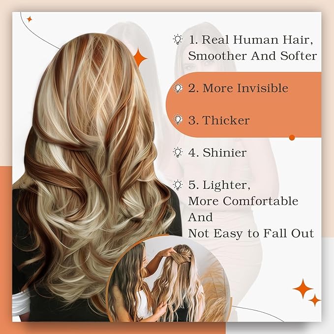 Full Shine Highlight Blonde Tape in Human Hair Extensions 330P800 Tape Hair Extensions Real Human Hair 14Inch Glue in Extensions Human Hair Seamless Tapes Extensions Double Sided Tapes 50Gram 20Pcs