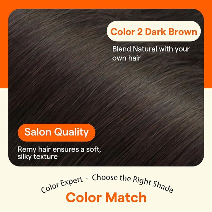 Full Shine Dark Brown Hair Extensions,4Pcs Seamless Clip in Hair Extensions Real Human Hair, PU Weft Remy Long Straight Hair Fill ins for Women Thickness, 20Inch 95g