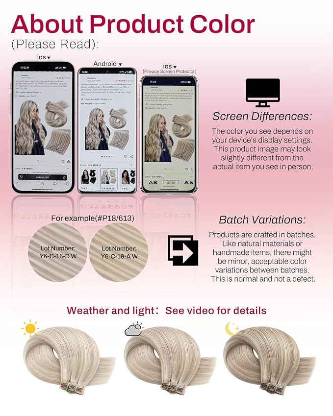 Moresoo Seamless Hair Extensions Clip ins Human Hair Blonde Highlight Remy Seamless Clip in Hair Extensions Real Human Hair Cool Ash Blonde with Bleach Blonde with A Hint of Pink 7pcs 120g 14inch